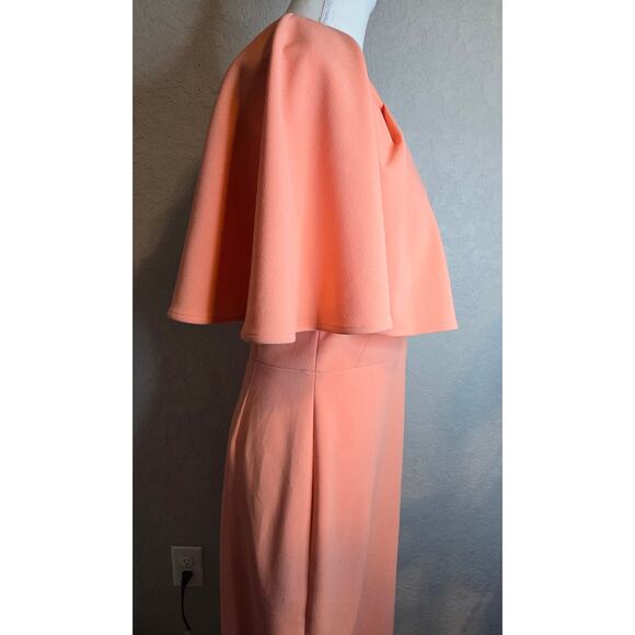 Calvin Klein Womens Size 6 Peach Salmon Pink Pencil Midi Dress Pleated Party - Picture 7 of 16